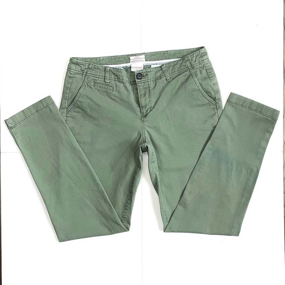 Merona Olive Green Stretch Pants, Modern Fit, Size 6